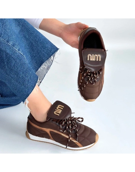 Dissa Kahverengi Cilt Bağcıklı Paraşüt Detaylı Spor Ayakkabı