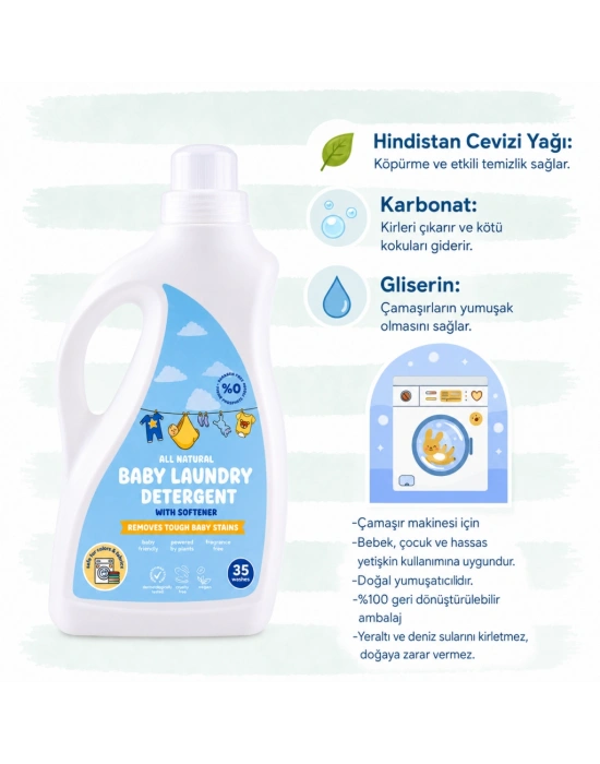 Doğal Bebek Çamaşır Sabunu Bitkisel Deterjan 1000 ml