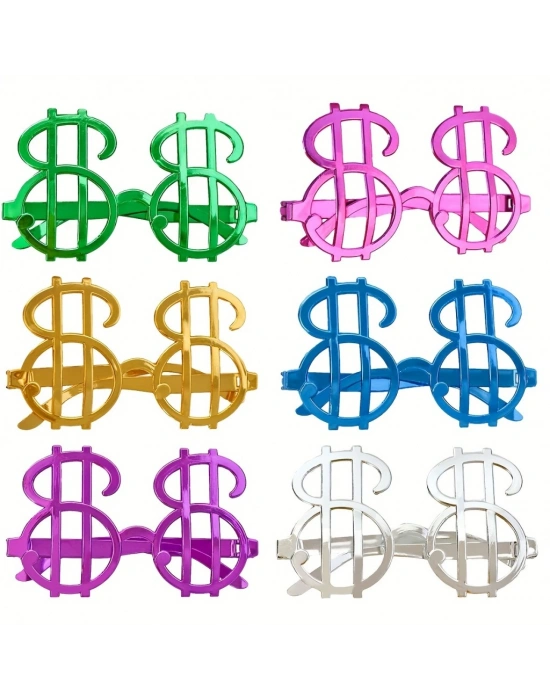 Dolar Şekilli Metalize Parti Gözlüğü 6 Adet