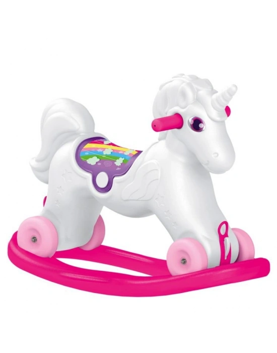 Dolu Unicorn Sallanan Tekerlekli At