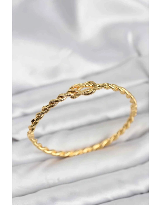 Düğüm Model Pirinç Gold Renk Kadın Kelepçe Bileklik