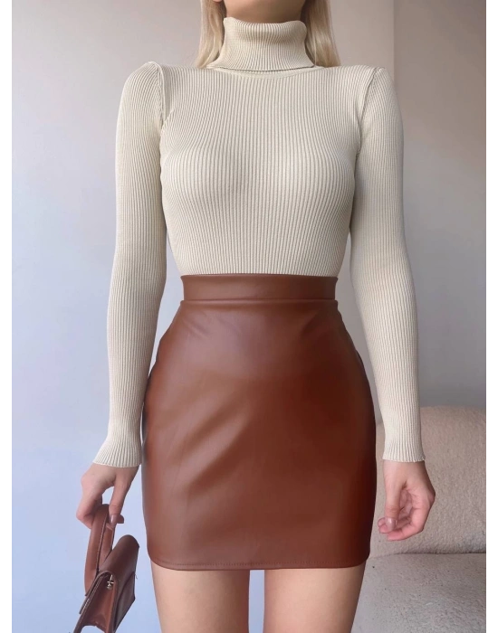 Düz deri etek taba h24468