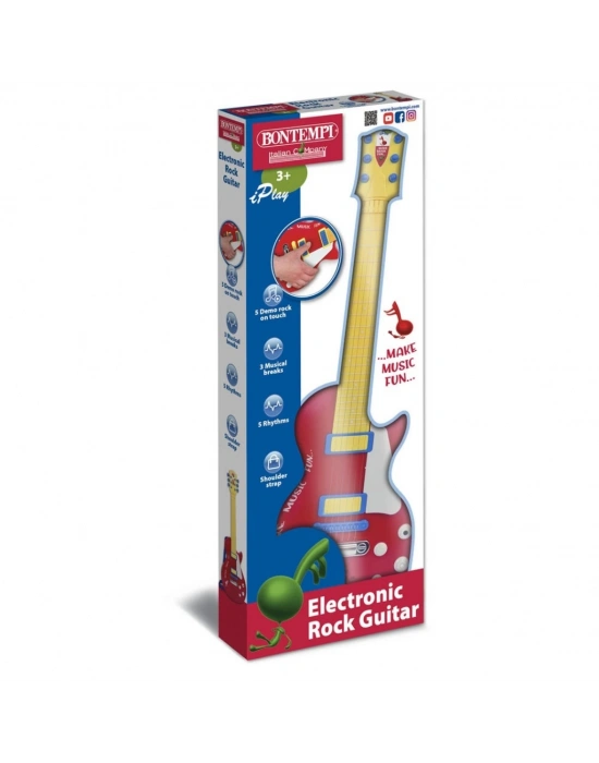 Elektronik Tuşlu ve Telli Askılı Kırmızı Gitar