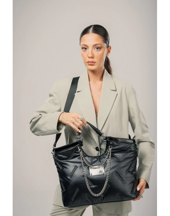 Enya Siyah Cilt Omuz Çantası