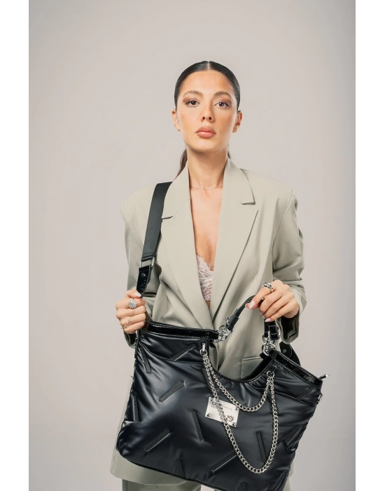 Enya Siyah Cilt Omuz Çantası