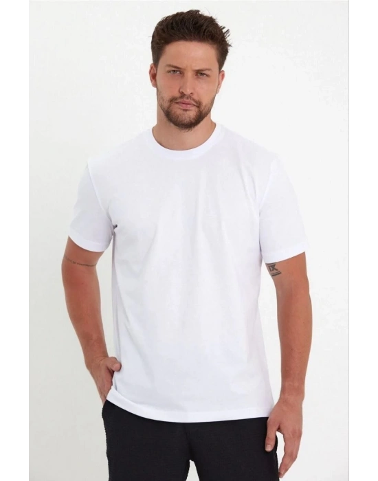 Erkek 24/1 Düz A Kalite Oversize T-shirt - Beyaz