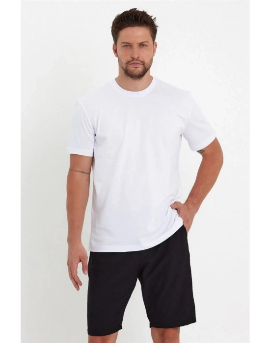 Erkek 24/1 Düz A Kalite Oversize T-shirt - Beyaz