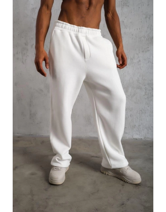 Erkek Baggy Alt Eşofman - Beyaz