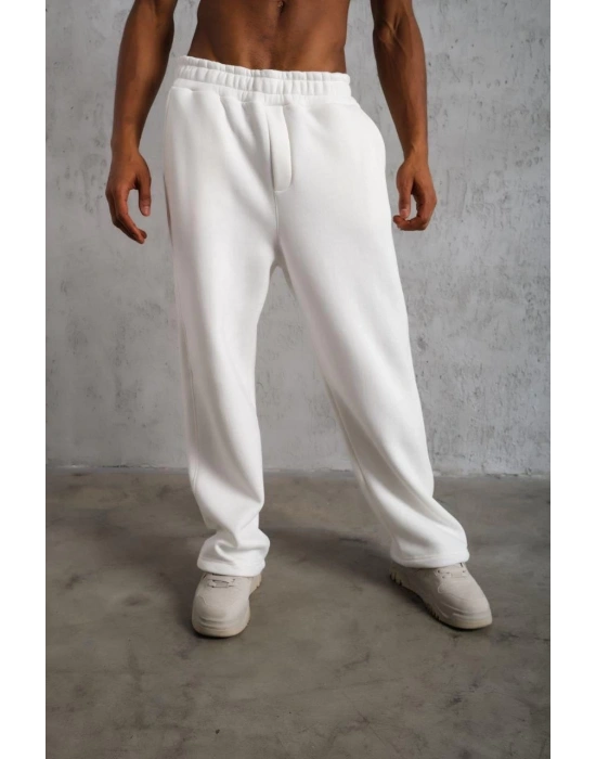 Erkek Baggy Alt Eşofman - Beyaz