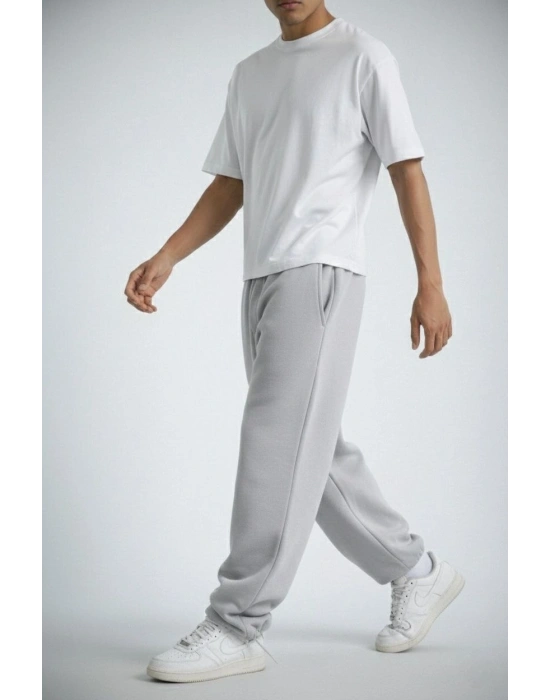 Erkek Lastikli Alt Eşofman - Gri