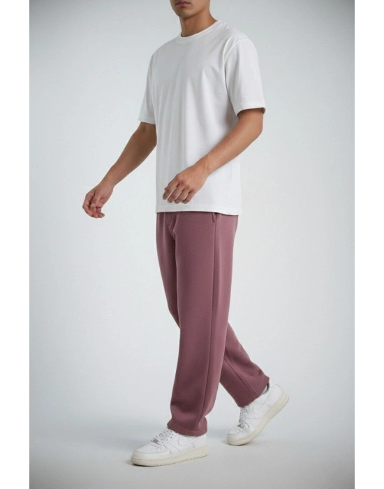 Erkek Baggy Alt Eşofman - Gül Kurusu