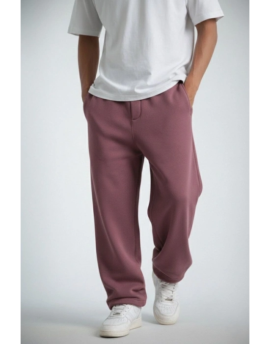 Erkek Baggy Alt Eşofman - Gül Kurusu