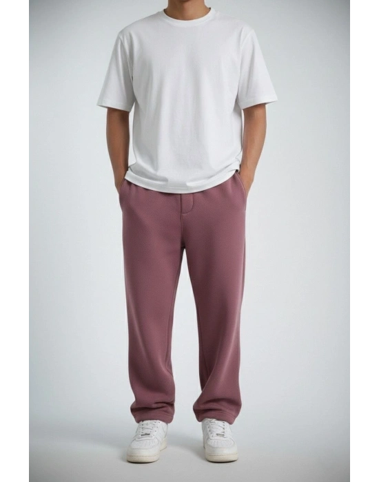 Erkek Baggy Alt Eşofman - Gül Kurusu