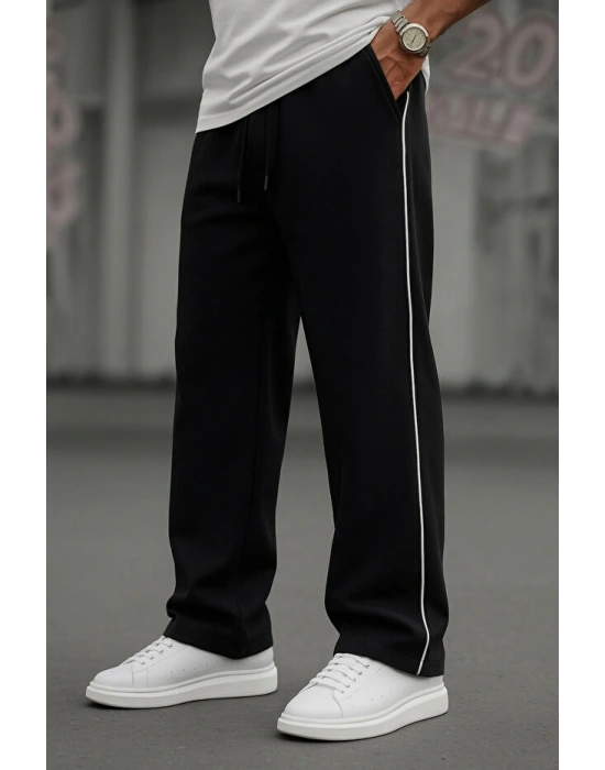 erkek baggy geniş bol paça beli bağcıklı eşofman alt kalın kışlık