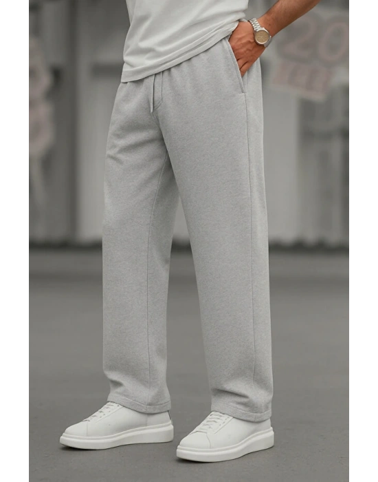 erkek baggy paça rahat kalıp kışlık kalın üç iplik şardonlu eşofman alt bol paça