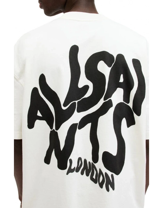 Erkek Baskılı Oversize T-shirt - Beyaz