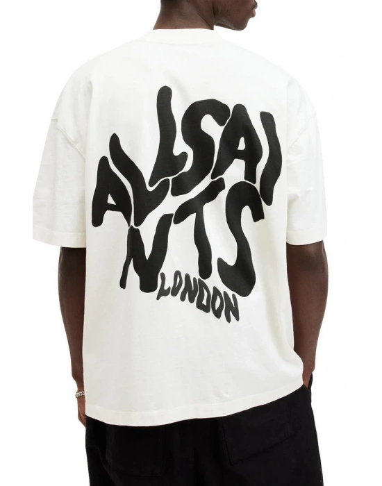 Erkek Baskılı Oversize T-shirt - Beyaz