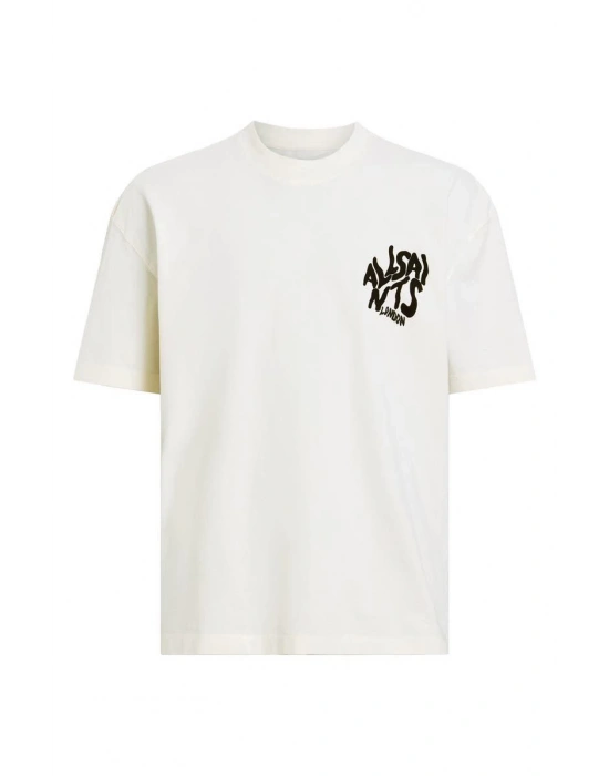 Erkek Baskılı Oversize T-shirt - Beyaz