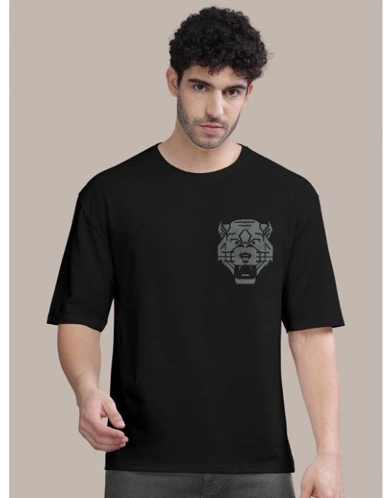 Erkek Baskılı Oversize T-shirt - Siyah