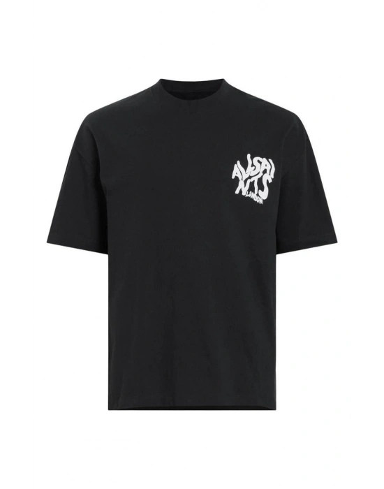 Erkek Baskılı Oversize T-shirt - Siyah