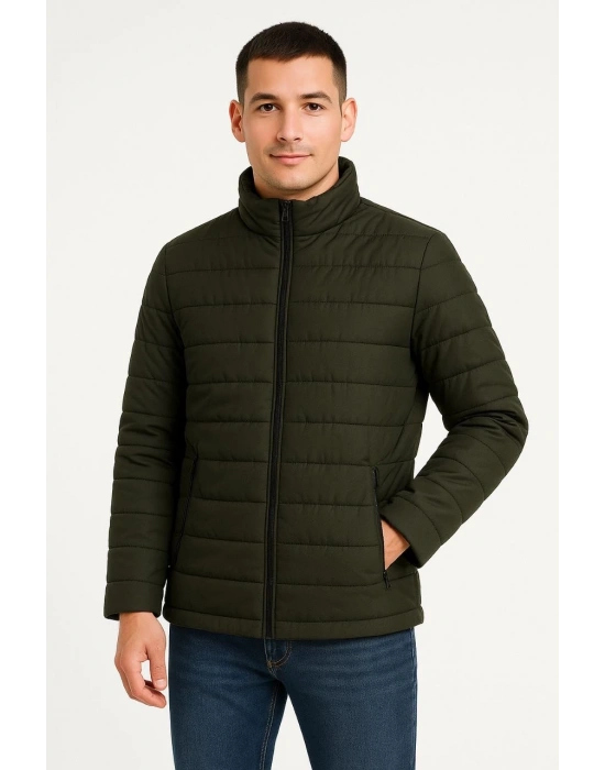 Erkek Bomber Mont Ceket – Su İtici Kumaş, Kapitone Astarlı, Fermuarlı, Kışlık - Haki