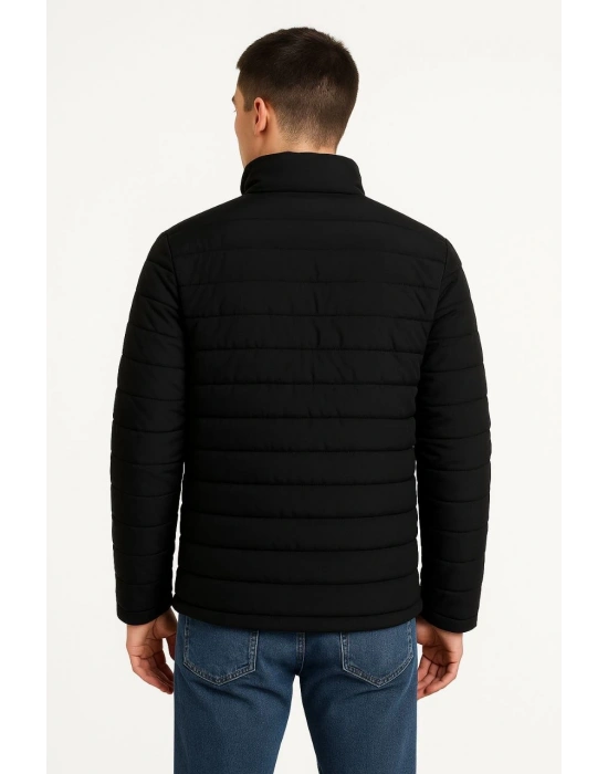 Erkek Bomber Mont Ceket – Su İtici Kumaş, Kapitone Astarlı, Fermuarlı, Kışlık - Siyah