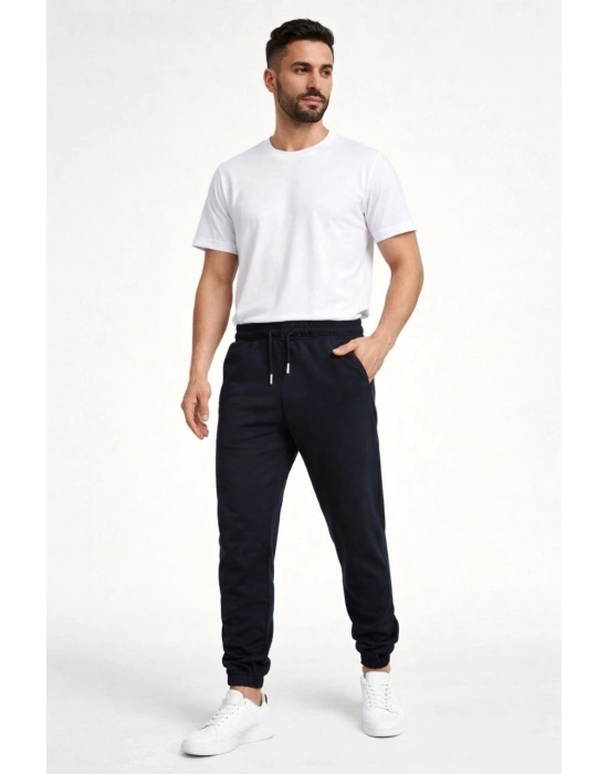 Erkek Jogger Eşofman Altı Rahat Kalıp, Cepli, Lastikli Paça, Günlük Spor Pantolon - Siyah
