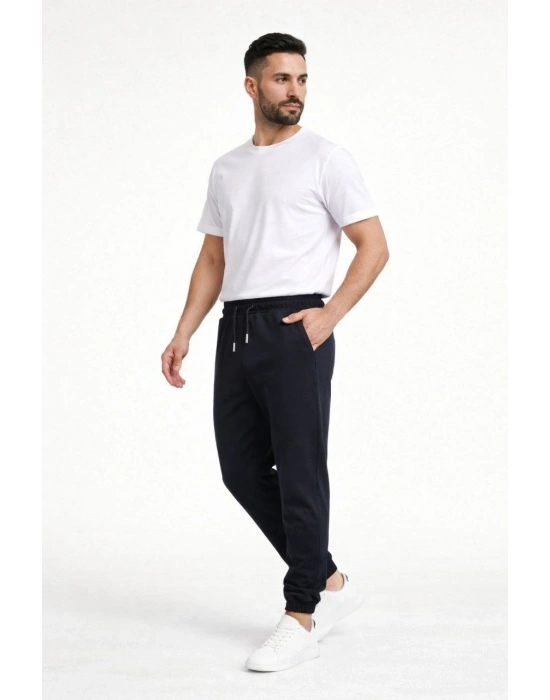 Erkek Jogger Eşofman Altı Rahat Kalıp, Cepli, Lastikli Paça, Günlük Spor Pantolon - Siyah