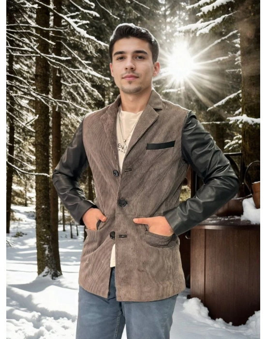 Erkek Nubuk Deri Ceket - Siyah