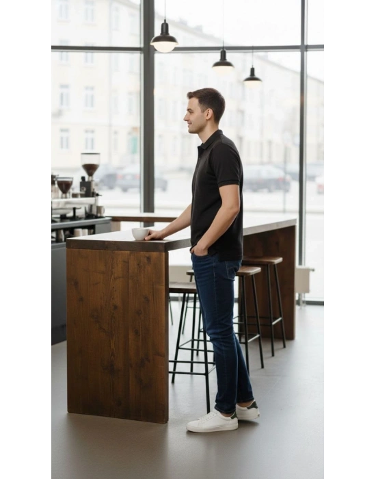 Erkek Pike Kumaş Düğmeli Yaka Regular Fit Günlük Kısa kol Tişört T-shirt - Siyah