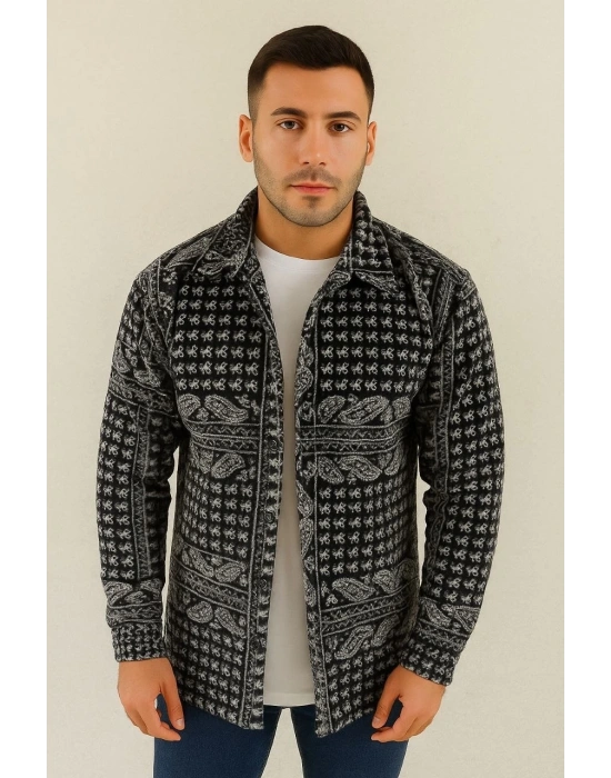 Erkek Polar Fermuarlı Sweatshirt – Kapüşonsuz, Cepli, Yumuşak Dokulu, Oversize Rahat Kalıp, Kışlık Sıcak Tutan Fermuarlı Üst - Siyah