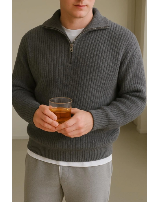 erkek selanik dik yaka kışlık uzun kol kazak