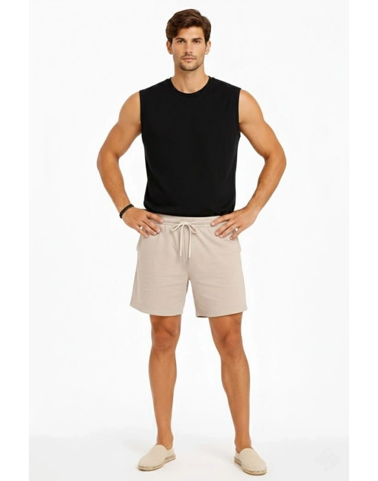 Erkek Sıfır Kolsuz Atlet Bisiklet Yaka Oversize Basic Spor Üst, Günlük ve Fitness Kullanımına Uygun - Siyah