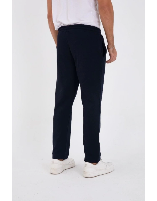 Erkek Üç İplik Basic Eşofman Boru Paça İpli Pantolon - Lacivert