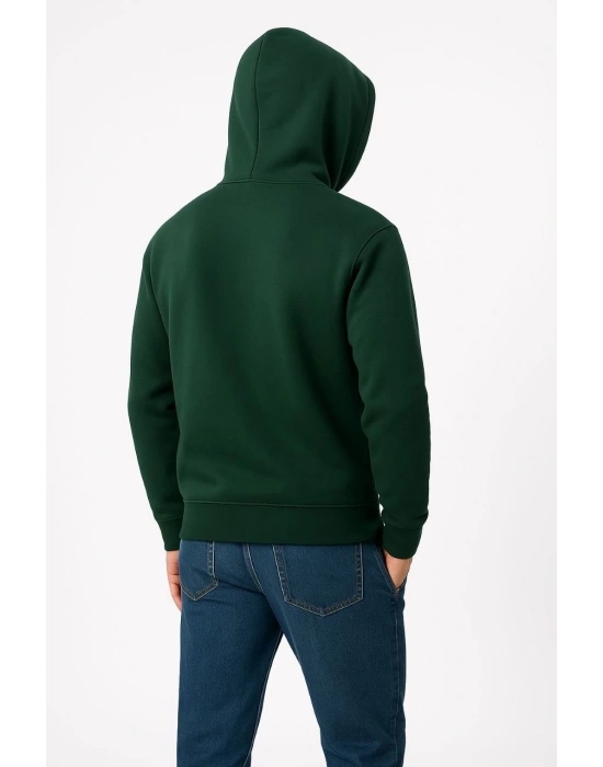 Erkek Üç İplik Kapüşonlu Kanguru Cepli SweatShirt hoodie - Haki