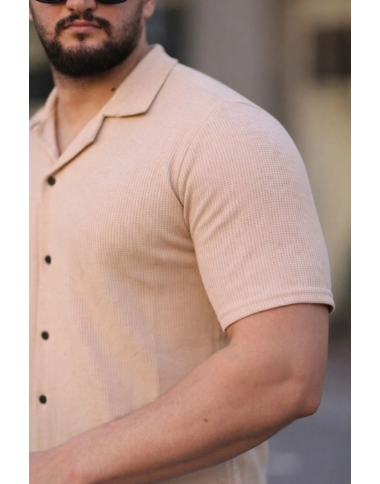 Erkek Waffle Dokuma Açık Yakalı Düğmeli Regular Kalıp 2’li Gömlek Seti - Lacivert & Gri