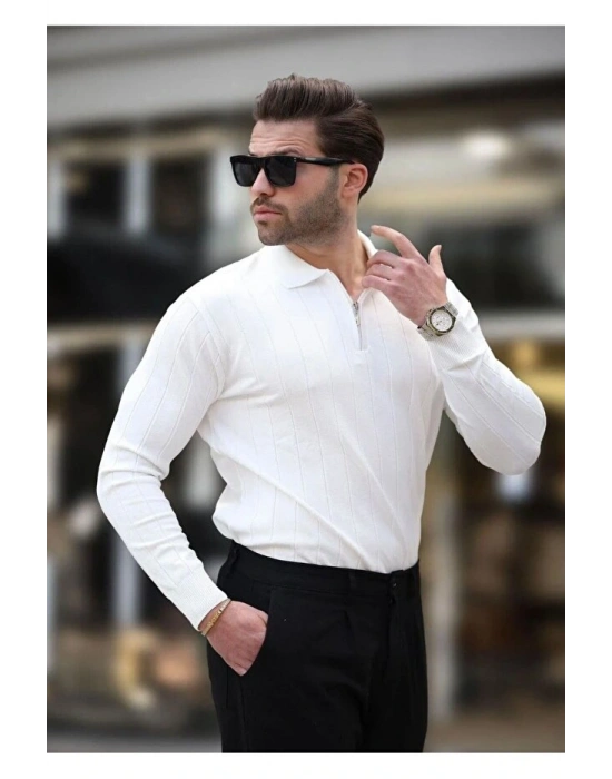 erkek yarım fermuarlı polo yaka tarz premium kalite özel tasarım erkek kışlık kazak