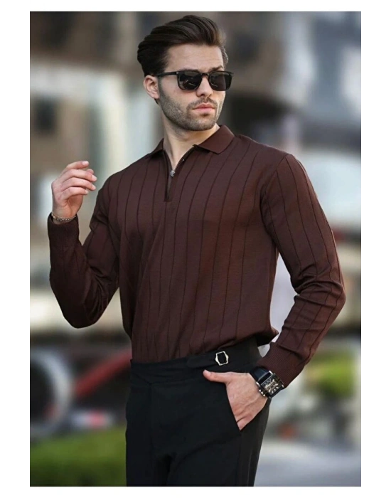 erkek yarım fermuarlı polo yaka tarz premium kalite özel tasarım erkek kışlık kazak