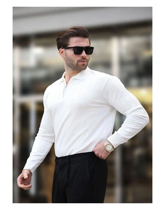 erkek yarım fermuarlı polo yaka tarz premium kalite özel tasarım erkek kışlık kazak