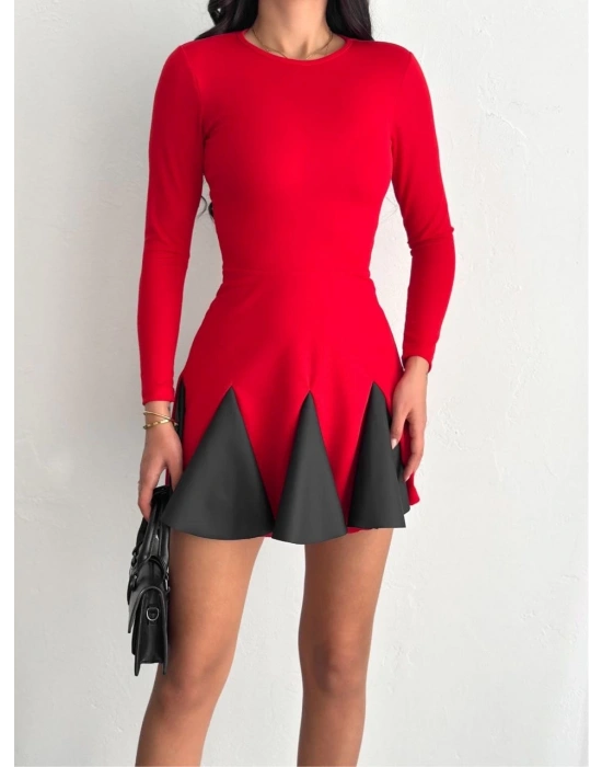 Eteği kloş crep mini elbise s1267