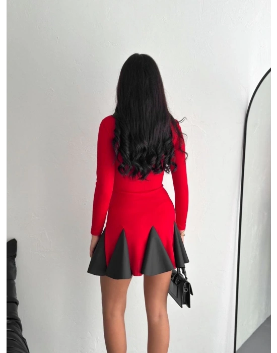 Eteği kloş crep mini elbise s1267