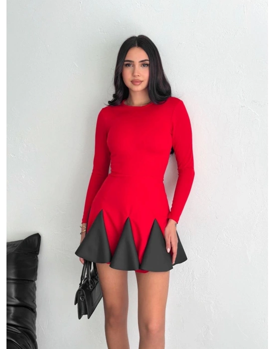 Eteği kloş crep mini elbise s1267