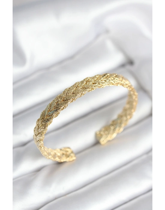 Ezme Zincir Model Gold Renk Kadın Bileklik