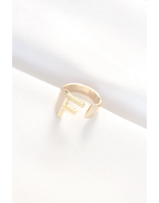 F Harfli Altın Renk Ayarlanabilir Yüzük