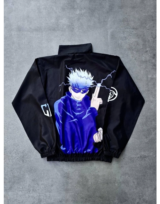 Fermuarlı Dijital Baskılı Rüzgarlık - Siyah