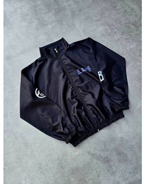 Fermuarlı Dijital Baskılı Rüzgarlık - Siyah