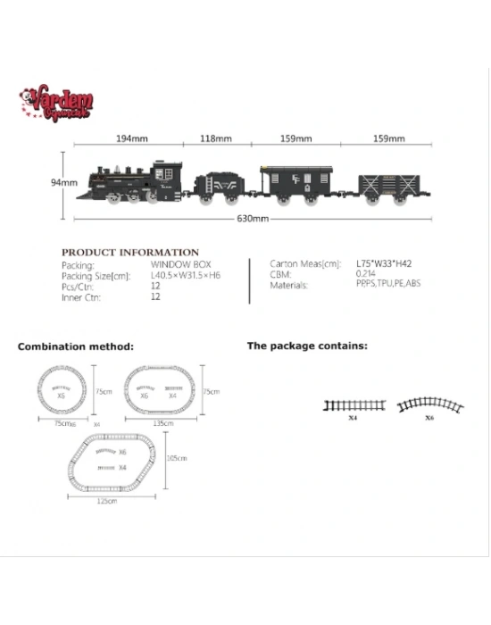 FF-1603C-4C IŞIKLI VE SESLİ BUHARLI TREN SETİ -VRD
