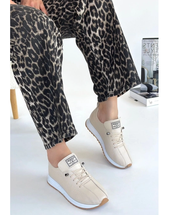 Fiert Bej Cilt Bağcıklı Spor Ayakkabı