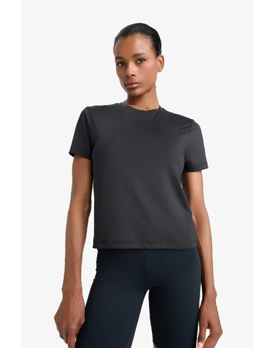 Fit Standart Fit Bisiklet Yaka Sporcu Basic Düz Kısa Kollu Siyah Tişört D2296ax25sp Siyah