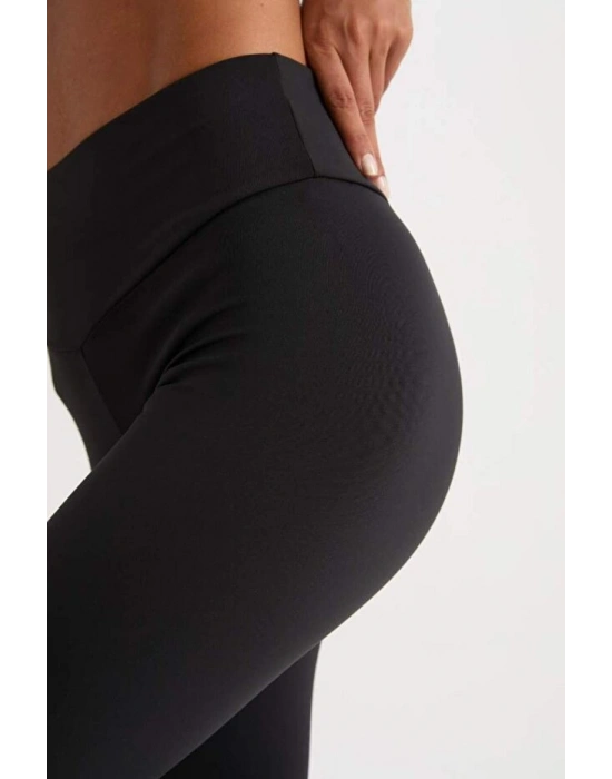 Fit Yüksek Bel Beli Saran Esnek Basic Düz Sporcu Tayt B4147ax25sp